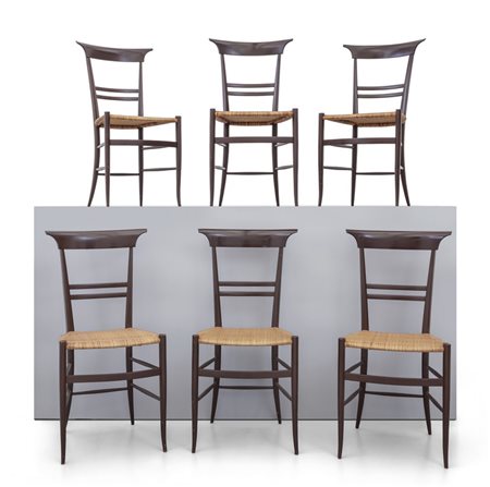 SEI SEDIE CHIAVARINE, non databili. <br>Legno 