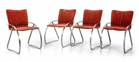 QUATTRO POLTRONCINE, anni '70. <br>Strutture di 