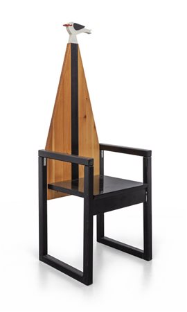 CARLO BRACCI <br>Una sedia, anni '80. <br>Legno 