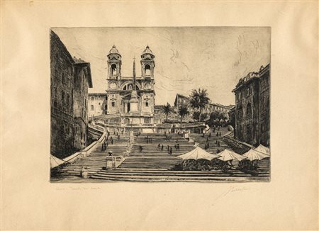 GUGLIELMO BALDASSINI (1885-1952) - Roma - Trinità dei Monti