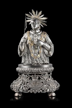 Scultore napoletano, secolo XIX "San Luigi Gonzaga (?)" figura a tutto tondo in
