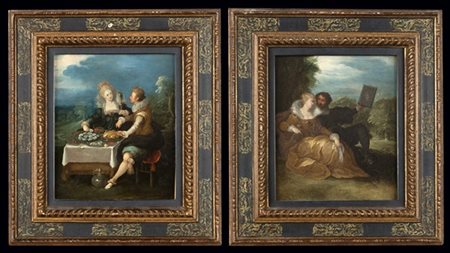 Scuola di Frans Francken II, secolo XVII

Scene galanti all'aperto
Coppia di di