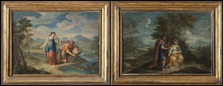 Giuseppe Bottani (attr.)

Mosè abbandonato nelle acque; Giuda e Tamar
Coppia di