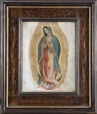Andreas De Islas Madonna de Guadalupe
Olio su rame, cm 28,3x21,6
Firmato in bass