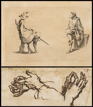 Lotto composto da un'incisione e un disegno:

Jacques Callot (Nancy 1592-1635)