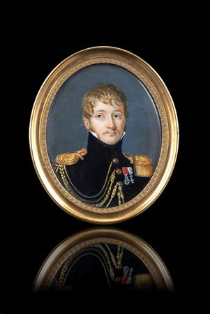 Maestro francese, secolo XIX "Ritratto di ufficiale della Legion d'onore" minia