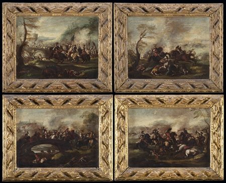 Scuola lombardo-veneta del secolo XVIII

Scene di battaglia
Quattro dipinti ad