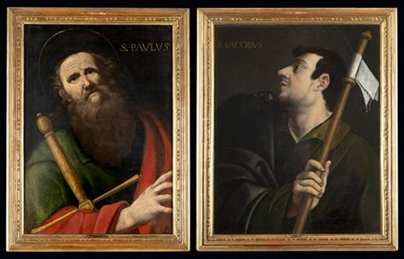 Scuola lombarda del secolo XVII

San Paolo; San Giacomo
Coppia di dipinti ad ol