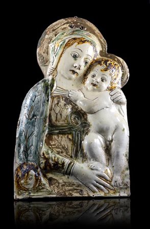 Maestro Tosco-emiliano, secolo XVII "Madonna con Bambino e S. Giovannino" altor