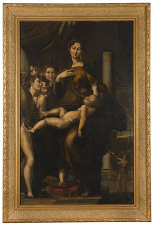Scuola del secolo XVII, copia da Parmigianino

Madonna dal collo lungo
Olio su