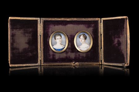 Abraham Daniel (attr.) "Ritratti di fanciulli" coppia di miniature ovali su avor