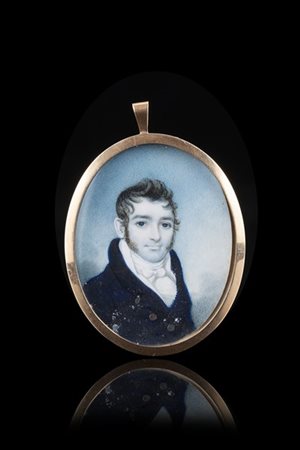 Maestro della prima metà del secolo XIX "Ritratto di gentiluomo" miniatura oval
