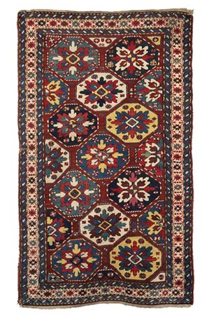 Tappeto Kazak, Caucaso, seconda metà del XIX Secolo. Decoro a file di medaglion