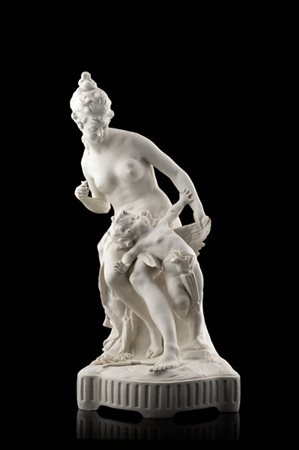 Manifattura di Vienna, fine secolo XIX. Gruppo in biscuit raffigurante Venere e