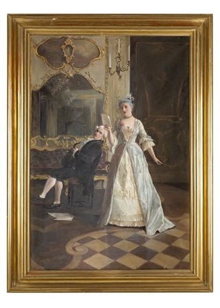 Lorenzo Trotti Bentivoglio "La lezione di canto" 1893
olio su tela (cm 140x90)
F