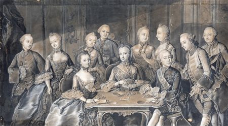 Anna Rosina Lisiewska Scena d'interno con partita a carte
Acquerelli, penna e in