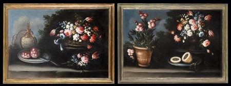 Scuola emiliana del secolo XVIII

Composizione con fiori, salame e fiasco di vi