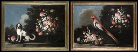 Scuola emiliana del secolo XVIII

Vaso di fiori con cane; Vaso di fiori con pap