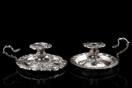 Due bugie in argento di diverso decoro. Napoli, secolo XIX (g 240) (difetti)