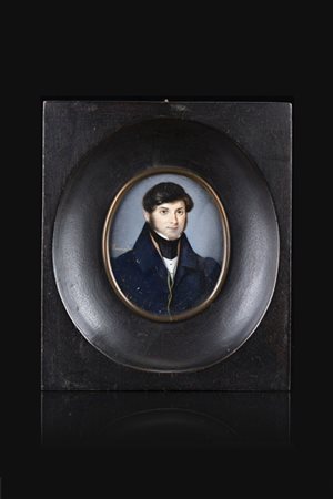 P. Gnaccarini "Ritratto di gentiluomo" miniatura ovale su avorio (cm 7x5) Firmat