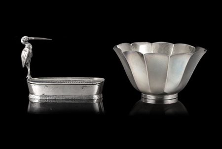 Lotto composto da una ciotola in argento e vermeille marcata Bulgari 950 e un p