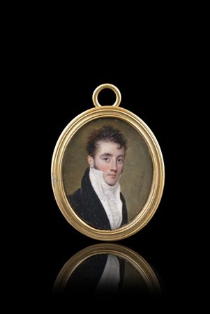 Sieurac Francois Joseph Juste "Ritratto di gentiluomo" miniatura ovale su avorio