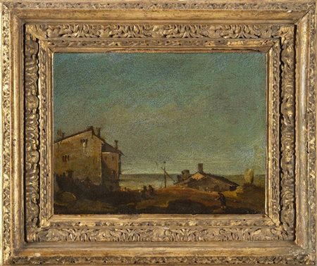 Alla maniera di Francesco Guardi, secolo XIX-XX 

Capriccio con figure
Olio su
