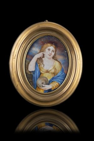 Artista del secolo XVIII "Maria Maddalena" miniatura ovale su avorio (cm 9x7,7)