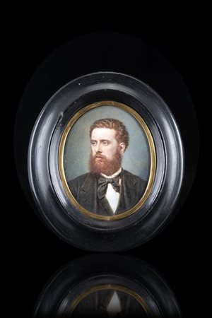 Domenico Ventura "Ritratto di gentiluomo" miniatura ovale su avorio (cm 9x7) Fir