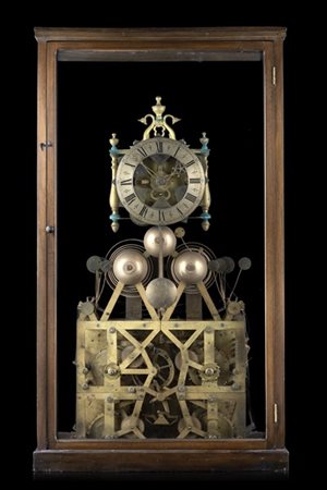 ANONIMO
Grande orologio musicale a scheletro in ottone.
Ambito inglese Epoca fi