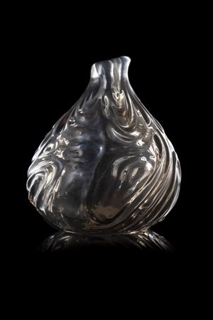 Seguso Vetri d'Arte Vaso in vetro soffiato trasparente grigino con corpo bulbifo