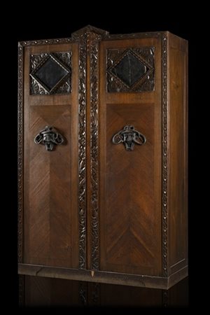 Giovanni Battista Gianotti Mobile da studio a due ante in legno di rovere patina