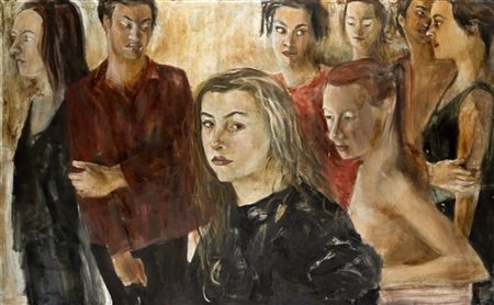 Ophrah Shemesh "Senza titolo" olio su tela (cm 183x306) (difetti e mancanze)