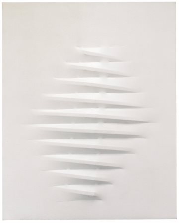 AGOSTINO BONALUMI N. 1935 BIANCO signed and dated 76 on the reverse, shaped...