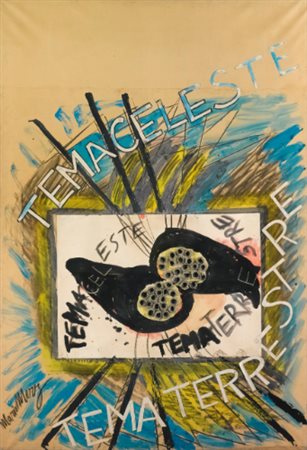 MARIO MERZ 1925 - 2003 TEMA CELESTE TEMA TERRESTRE pastels, tempera, collage...