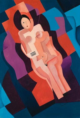 FILLIA 1904 - 1936 FEMMINILITA' signed, gouache on paper laid on canvas,...