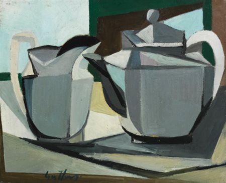 RENATO GUTTUSO 1912-1987 LATTIERA E TEIERA signed, oil on canvas. Executed in...