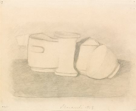 GIORGIO MORANDI 1890 - 1964 NATURA MORTA signed and dated 1943, pencil on...