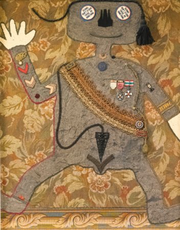 ENRICO BAJ 1924-2003 IL CAPITANO HENRY DUCA DI ROHAN acrylic, collage,...