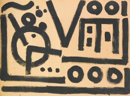 A. R. PENCK N. 1939 SENZA TITOLO tempera on cardboardExecuted in 1986 tempera...