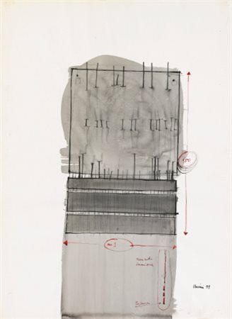 GIUSEPPE UNCINI 1929-2008 SENZA TITOLO signed and dated 59, tempera on paper...