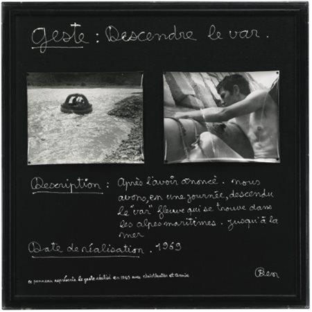 BEN VAUTIER N. 1935 GESTE: DESCENDRE LE VAR signed, acrylic and photographic...