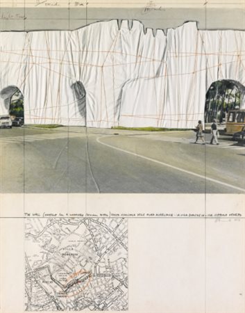 CHRISTO B.1935 THE WALL (PROJECT FOR A WRAPPED ROMAN WALL) PORTA PINCIANA...