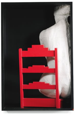 GEORGE SEGAL 1924-2000 GIRL ON A CHAIR legno dipinto e gesso cm 91x61x30...