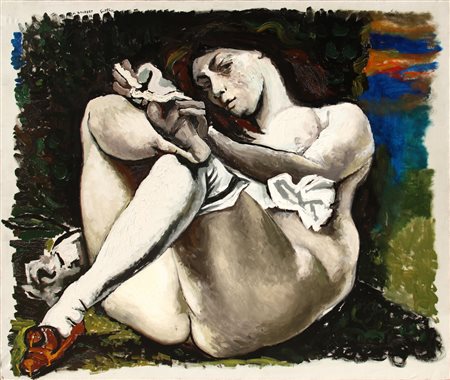 GUTTUSO  Renato, Donna con calza bianca (omaggio a Courbet)
