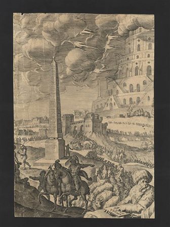 Maarten de Vos( 1532-1603)<br>La torre di Babel