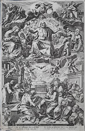 Johann Sadeler (1550-1600)<br>LA DISPUTA SUL SACRAMENTO DELLA TRINITÀ