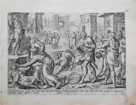 Johannes Wierix (1549-1620) da Gerard van Groeningen (1550 -1599)<br>LA RIBELLIONE DEL SACERDOTE MATATIA