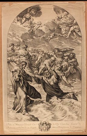 Gérard Audran (1640-1703)<br>La Navicella, S. Pietro salvato dalle acque