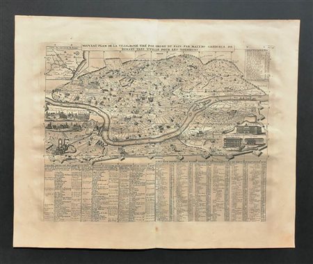 CHATELAIN HENRI ABRAHAM (1684 1743)<br>PIANTA di ROMA Noveau plan de la ville di Rome tiré par ordre du pape Par Matteo Gregoria de Romans. Gregoria Matteo